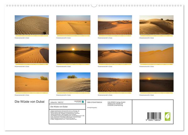 Produktbild: Die W&uuml;ste von Dubai (hochwertiger Premium Wandkalender 2026 DIN A2 quer), Kunstdruck in Hochglanz