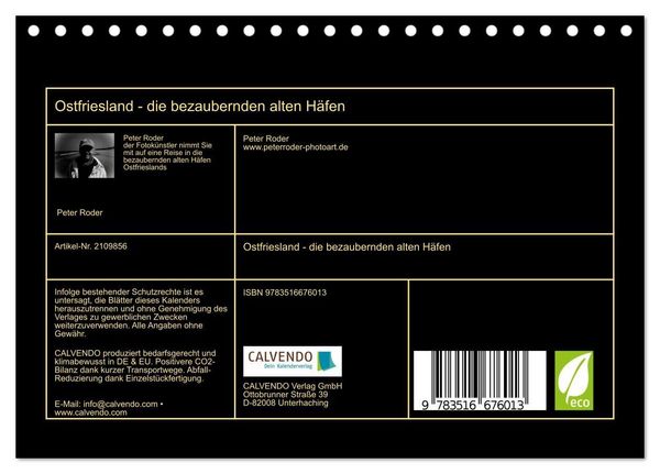 Produktbild: Ostfriesland - die bezaubernden alten H&auml;fen (Tischkalender 2026 DIN A5 quer), CALVENDO Monatskalender