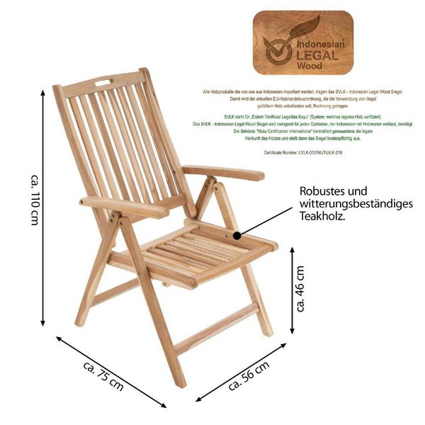 Produktbild: Gartenstuhl Hochlehner Klappstuhl Holz Teak