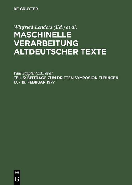 Produktbild: Beitr&auml;ge zum dritten Symposion T&uuml;bingen 17. - 19. Februar 1977
