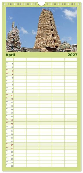 Produktbild: Familienplaner 2027 - Sri Lanka mit 5 Spalten (Wandkalender, 21 x 45 cm) CALVENDO
