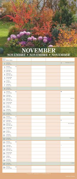 Gärten 2026 Familienplaner - Wandkalender - Familienkalender - 19,5x45