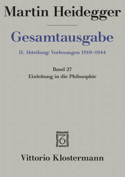 Produktbild: Einleitung in die Philosophie (Wintersemester 1928/29)
