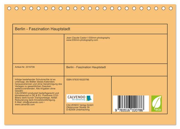 Produktbild: Berlin - Faszination Hauptstadt (Tischkalender 2026 DIN A5 quer), CALVENDO Monatskalender