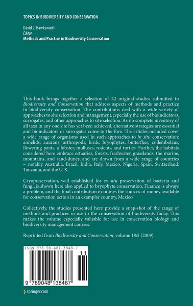 Produktbild: Methods and Practice in Biodiversity Conservation