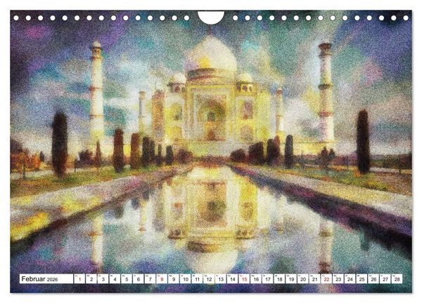 Produktbild: Pointilistische Weltreise (Wandkalender 2026 DIN A4 quer), CALVENDO Monatskalender