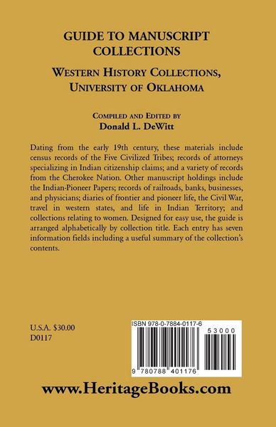 Produktbild: Guide to Manuscript Collections, Western History Collections, University of Oklahoma
