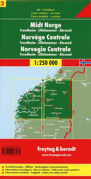 Norwegen Mitte - Trondheim - Lillehammer - Alesund, Autokarte 1:250.000