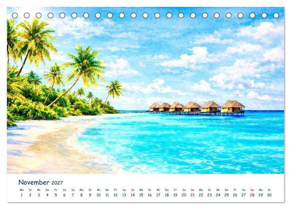 Produktbild: Reisetr&auml;ume Traumreisen. Die sch&ouml;nsten Reiseziele der Welt in Watercolor (Tischkalender 2027 DIN A5 quer), CALVENDO Monatskalender
