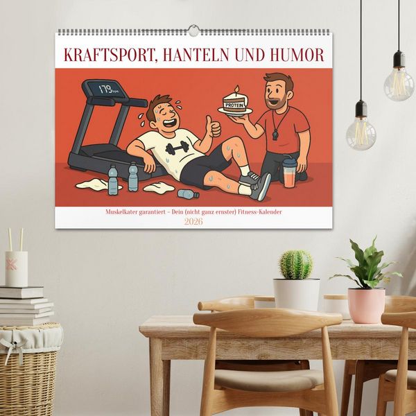 Produktbild: Kraftsport, Hanteln und Humor (Wandkalender 2026 DIN A2 quer), CALVENDO Monatskalender