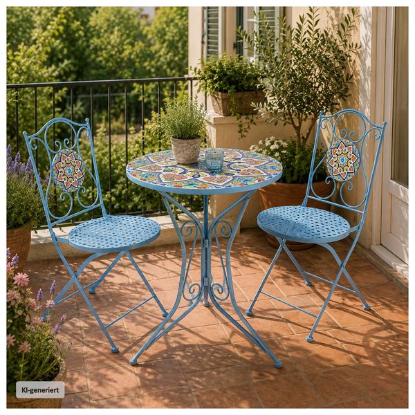 Produktbild: HTI-Living Gartenstuhl 2er-Set Metall T&uuml;rkis Tunis Gartenstuhl 2er-Set Metall T&uuml;rkis Tunis