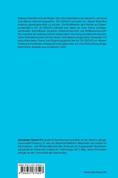 Produktbild: Das Recht auf Datenportabilit&auml;t
