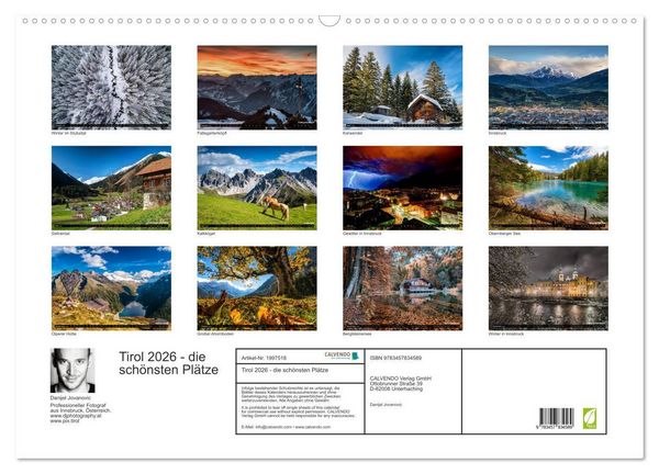 Produktbild: Tirol 2026 - die sch&ouml;nsten Pl&auml;tze (Wandkalender 2026 DIN A2 quer), CALVENDO Monatskalender