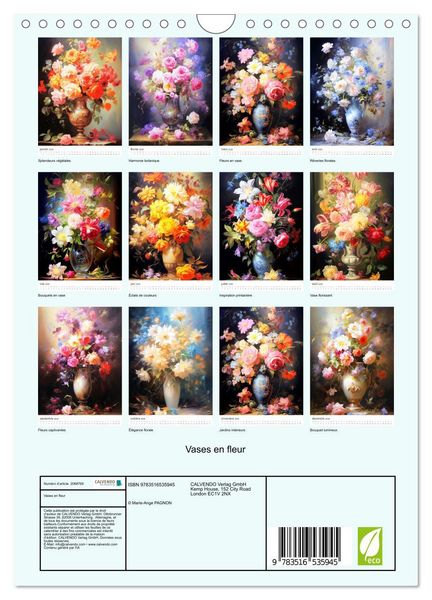 Produktbild: Vases en fleur (Calendrier mural 2026 DIN A4 horizontal), CALVENDO calendrier mensuel