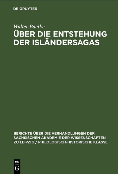 Produktbild: &Uuml;ber die Entstehung der Isl&auml;ndersagas