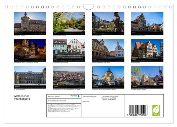 Produktbild: Malerisches Frankenland (Wandkalender 2026 DIN A4 quer), CALVENDO Monatskalender