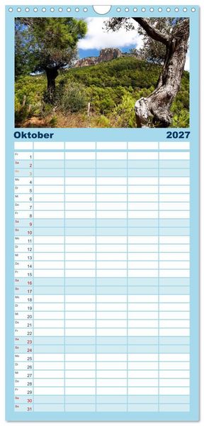 Produktbild: Familienplaner 2027 - MALLORCA, Meine Balearische Insel mit 5 Spalten (Wandkalender, 21 x 45 cm) CALVENDO