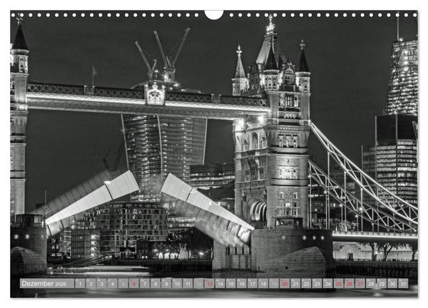 Produktbild: London in Schwarz-Wei&szlig; (Wandkalender 2026 DIN A3 quer), CALVENDO Monatskalender