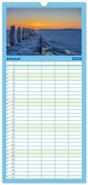 Produktbild: Familienplaner 2026 - Sonne und Meer - Meer geht immer mit 5 Spalten (Wandkalender, 21 x 45 cm) CALVENDO