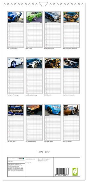 Produktbild: Familienplaner 2026 - Tuning Power mit 5 Spalten (Wandkalender, 21 x 45 cm) CALVENDO