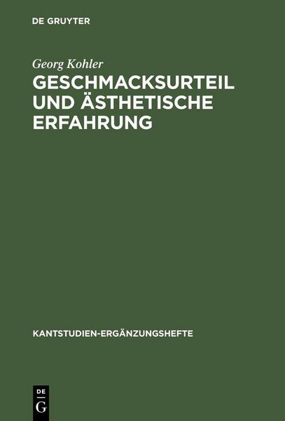 Produktbild: Geschmacksurteil und &auml;sthetische Erfahrung