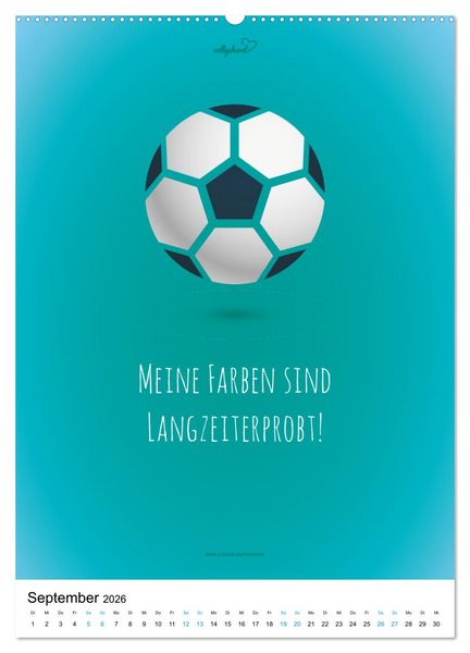 Produktbild: vollgeherzt: Der lustige Zitate-Wandkalender f&uuml;r Fu&szlig;ballfans und Sportbegeisterte! (Wandkalender 2026 DIN A2 hoch), CALVENDO Monatskalender