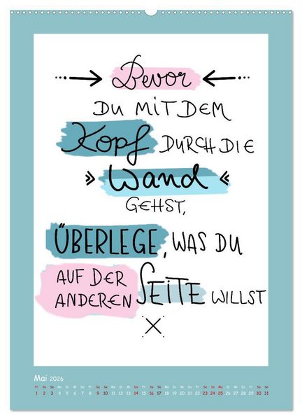 Produktbild: Nachgedacht-Spr&uuml;che und Zitate (Wandkalender 2026 DIN A2 hoch), CALVENDO Monatskalender