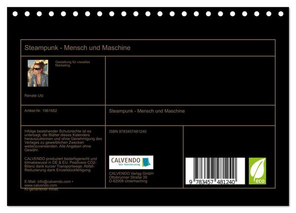 Produktbild: Steampunk - Mensch und Maschine (Tischkalender 2026 DIN A5 quer), CALVENDO Monatskalender