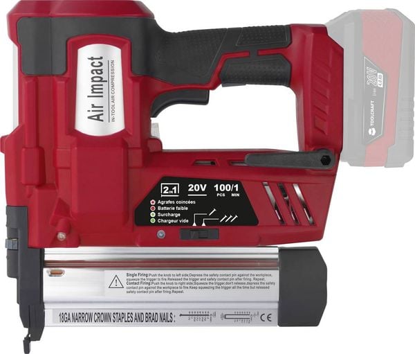 Produktbild: TOOLCRAFT TO-7427298 Akku-Nagler inkl. Akku-Lampe, ohne Akku, ohne Ladeger&auml;t