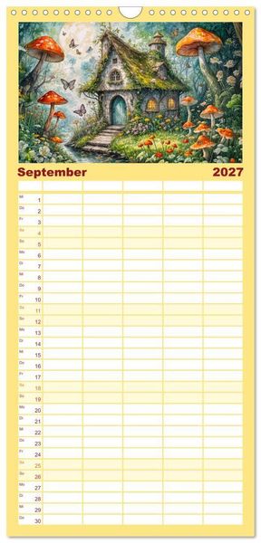 Produktbild: Familienplaner 2027 - Zauberhafte Feenh&auml;user - Wunderwelt der magischen Orte voller Fantasie mit 5 Spalten (Wandkalender, 21 x 45 cm) CALVENDO