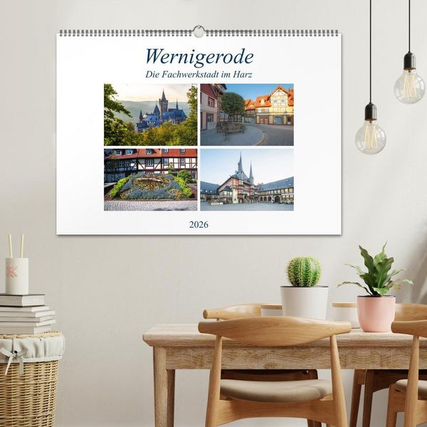 Produktbild: Wernigerode - Die Fachwerkstadt im Harz (Wandkalender 2026 DIN A2 quer), CALVENDO Monatskalender