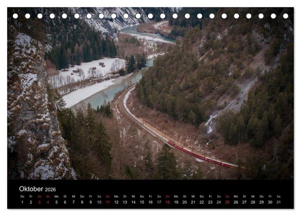 Produktbild: Mit der Bahn durch die Alpen (Tischkalender 2026 DIN A5 quer), CALVENDO Monatskalender