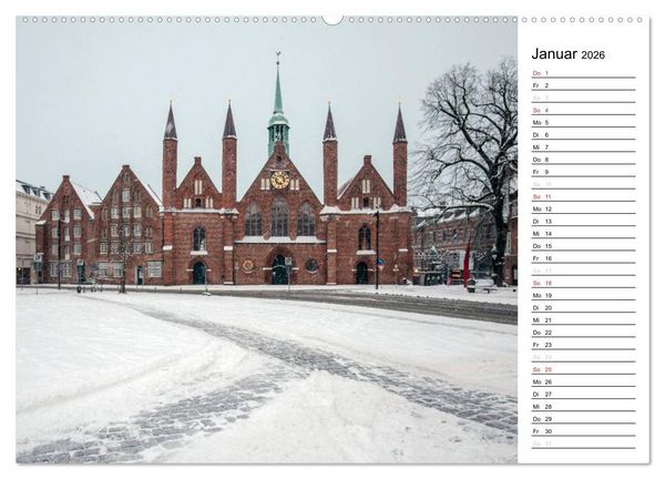 Produktbild: Hansestadt L&uuml;beck / Geburtstagskalender (hochwertiger Premium Wandkalender 2026 DIN A2 quer), Kunstdruck in Hochglanz