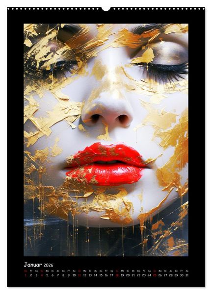 Produktbild: Goldene Portraits. Fusion von Kunst und &Auml;sthetik (Wandkalender 2026 DIN A2 hoch), CALVENDO Monatskalender
