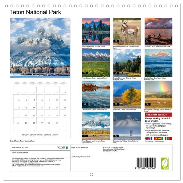 Produktbild: Teton National Park (Wall Calendar 2026 12 &times; 12 Inch) CALVENDO 12 Month Wall Calendar