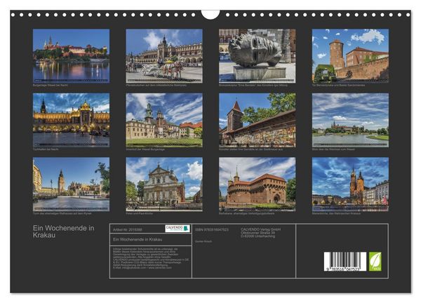 Produktbild: Ein Wochenende in Krakau (Wandkalender 2026 DIN A3 quer), CALVENDO Monatskalender