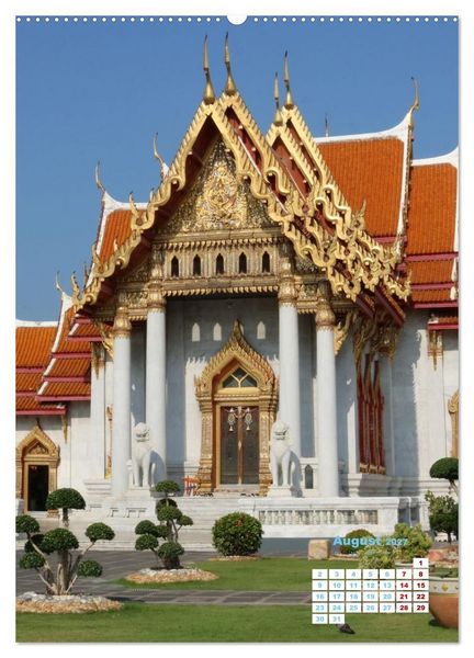 Produktbild: Bangkoks Tempel - Goldene Pagoden und safrangelbe Roben (Wandkalender 2027 DIN A2 hoch), CALVENDO Monatskalender