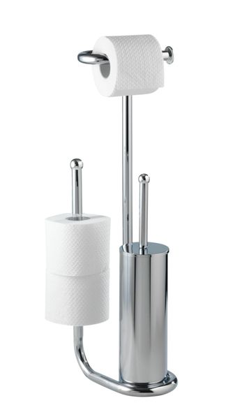 Stand WC-Garnitur Universalo Chrom, integrierter Toilettenpapierhalter und WC-Bürstenhalter