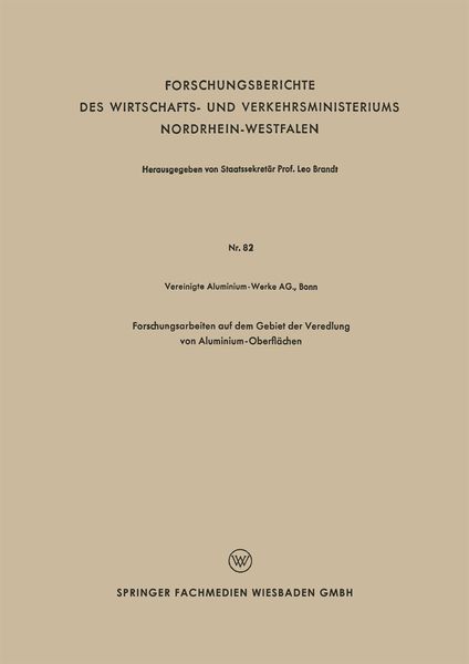 Produktbild: Forschungsarbeiten auf dem Gebiet der Veredlung von Aluminium-Oberfl&auml;chen