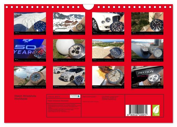 Produktbild: Watch Wristshots Worldwide (Wandkalender 2026 DIN A4 quer), CALVENDO Monatskalender