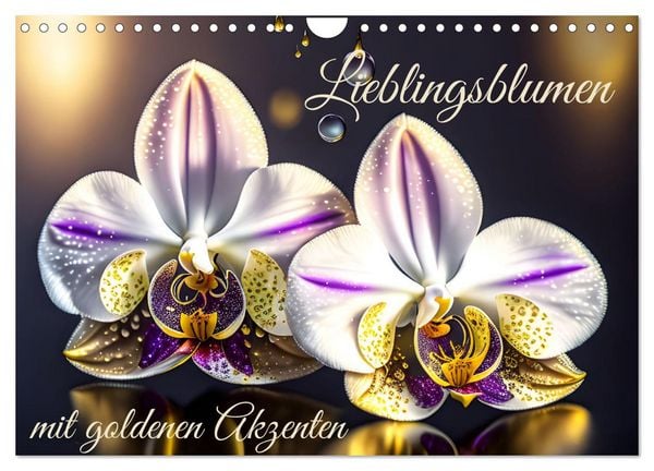 Produktbild: Lieblingsblumen mit goldenen Akzenten (Wandkalender 2026 DIN A4 quer), CALVENDO Monatskalender