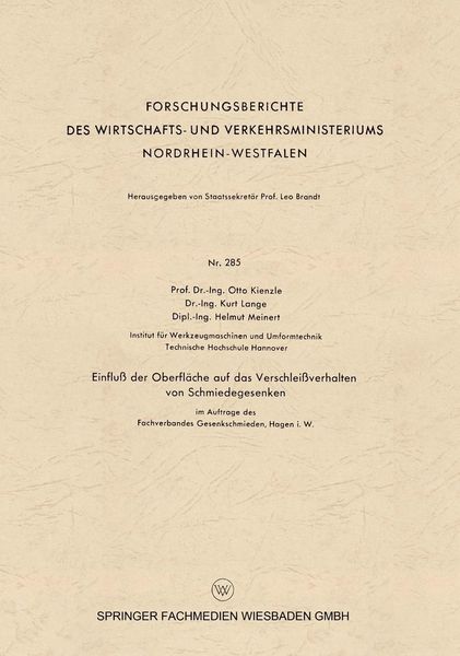 Produktbild: Einflu&szlig; der Oberfl&auml;che auf das Verschlei&szlig;verhalten von Schmiedegesenken
