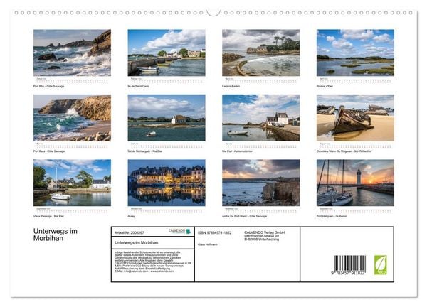 Produktbild: Unterwegs im Morbihan (Wandkalender 2026 DIN A2 quer), CALVENDO Monatskalender