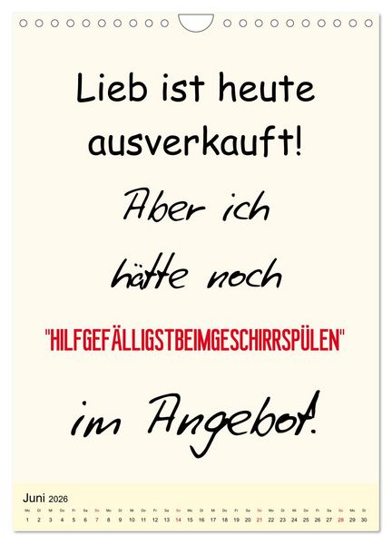Produktbild: Spr&uuml;che-Kalender. Lustiges f&uuml;r die Familie! (Wandkalender 2026 DIN A4 hoch), CALVENDO Monatskalender