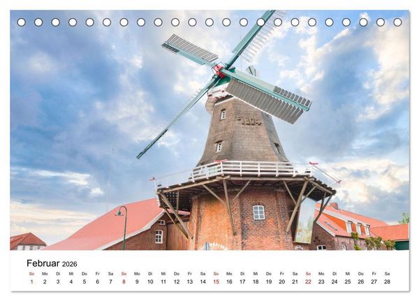 Produktbild: Ostfriesische M&uuml;hlenlandschaft (Tischkalender 2026 DIN A5 quer), CALVENDO Monatskalender