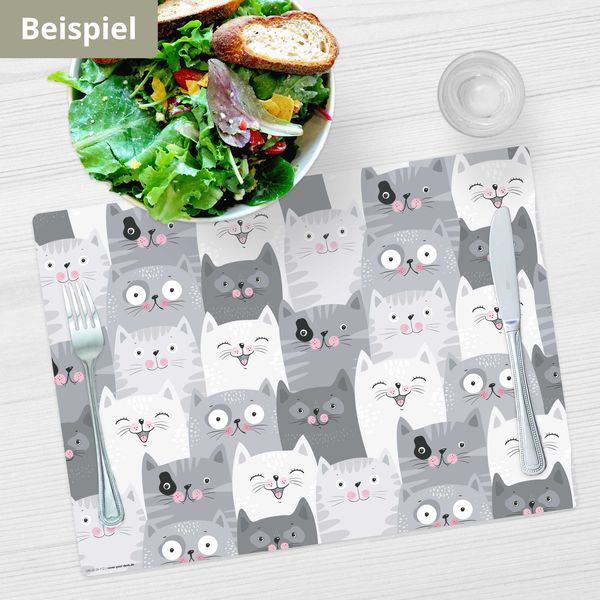Produktbild: Tischsetmacher Tischsets Katzen-Konferenz, aus hochwertigem Vinyl (4 St&uuml;ck), 44 x 32 cm