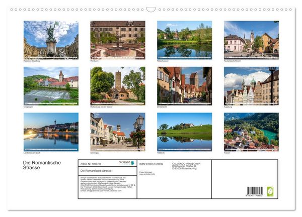 Produktbild: Die Romantische Strasse (Wandkalender 2026 DIN A2 quer), CALVENDO Monatskalender