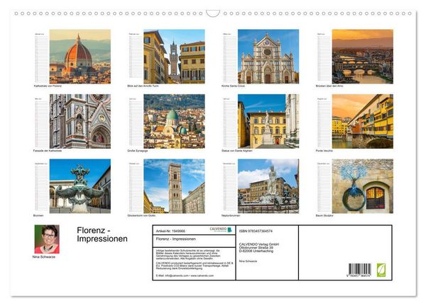 Produktbild: Florenz - Impressionen (Wandkalender 2026 DIN A2 quer), CALVENDO Monatskalender