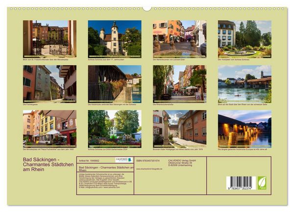 Produktbild: Bad S&auml;ckingen - Charmantes St&auml;dtchen am Rhein (hochwertiger Premium Wandkalender 2026 DIN A2 quer), Kunstdruck in Hochglanz