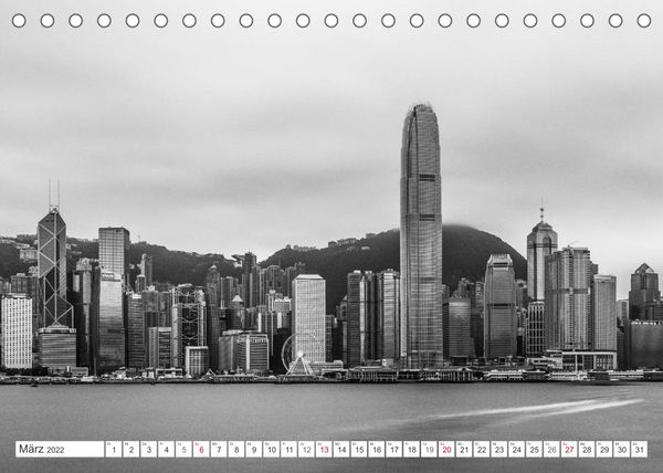 Produktbild: Hongkong - Die Metropole am s&uuml;dchinesischen Meer in Schwarzwei&szlig; (Tischkalender 2022 DIN A5 quer)